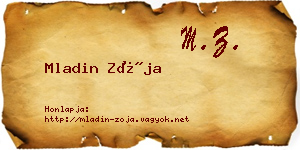 Mladin Zója névjegykártya